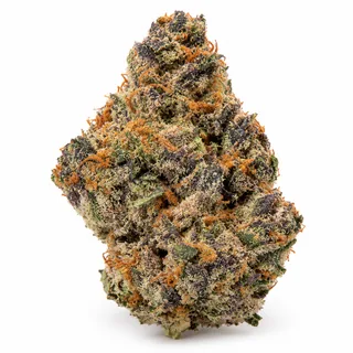 AI-generated reimagining of Lemon Poppers dried, trimmed cannabis bud on a white background.