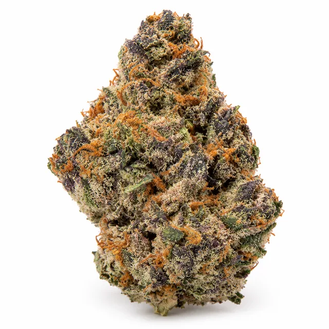 AI-generated reimagining of Lemon Poppers dried, trimmed cannabis bud on a white background.