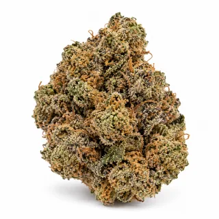 AI-generated reimagining of Sherb Cake dried, trimmed cannabis bud on a white background.